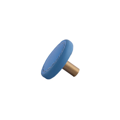 Sofia Round knob Knob 33mm / Blue / Leather - M A N T A R A