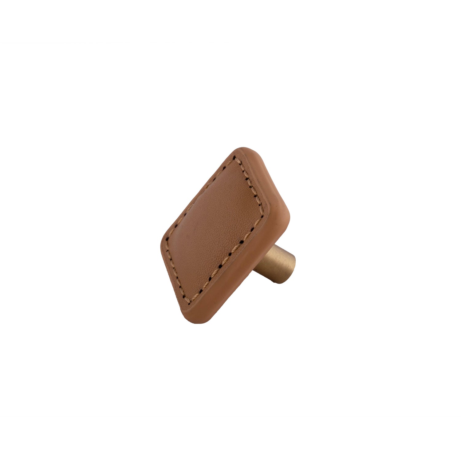 Sofia Square knob Knob 33mm / Brown / Leather - M A N T A R A