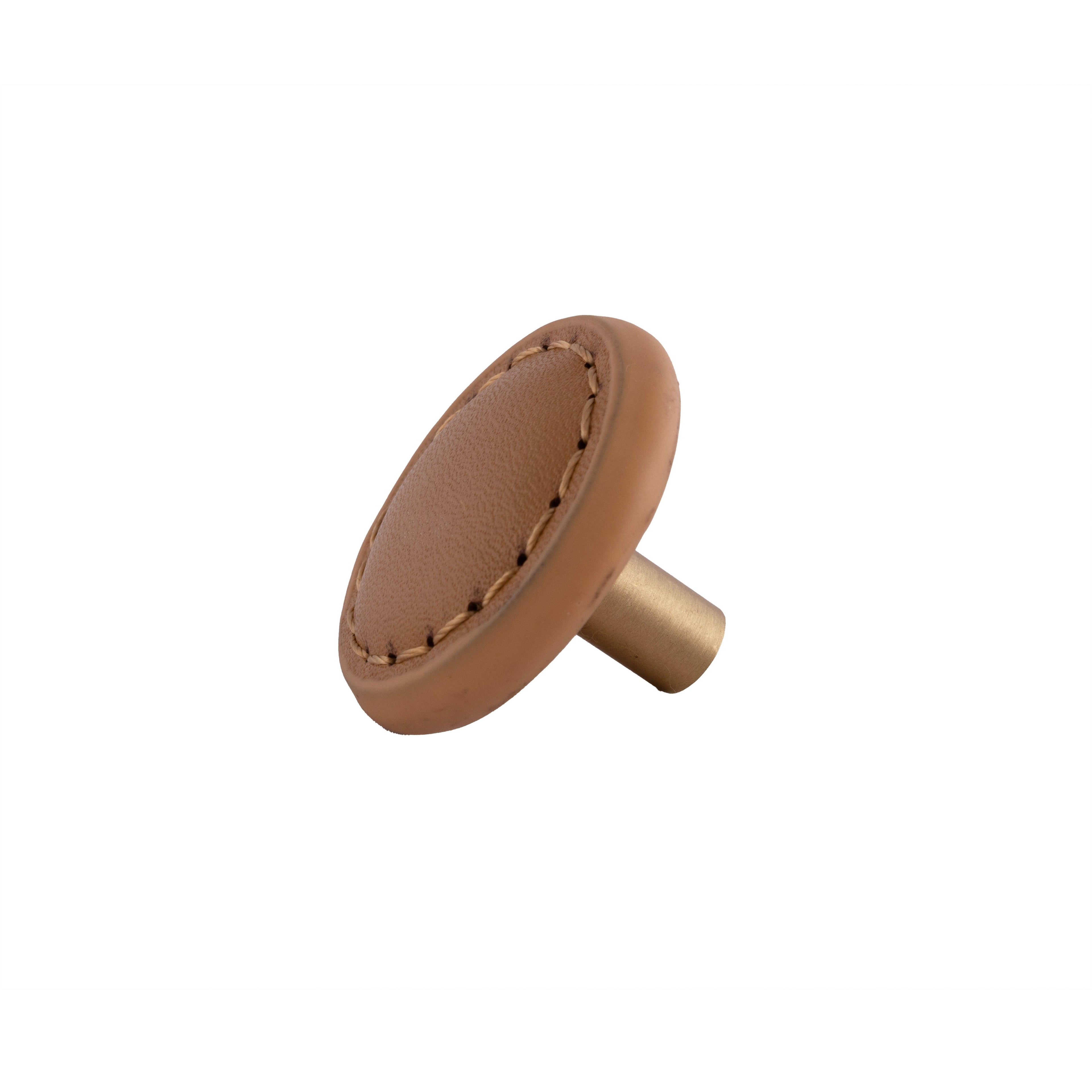 Sofia Round knob Knob 33mm / Brown / Leather - M A N T A R A