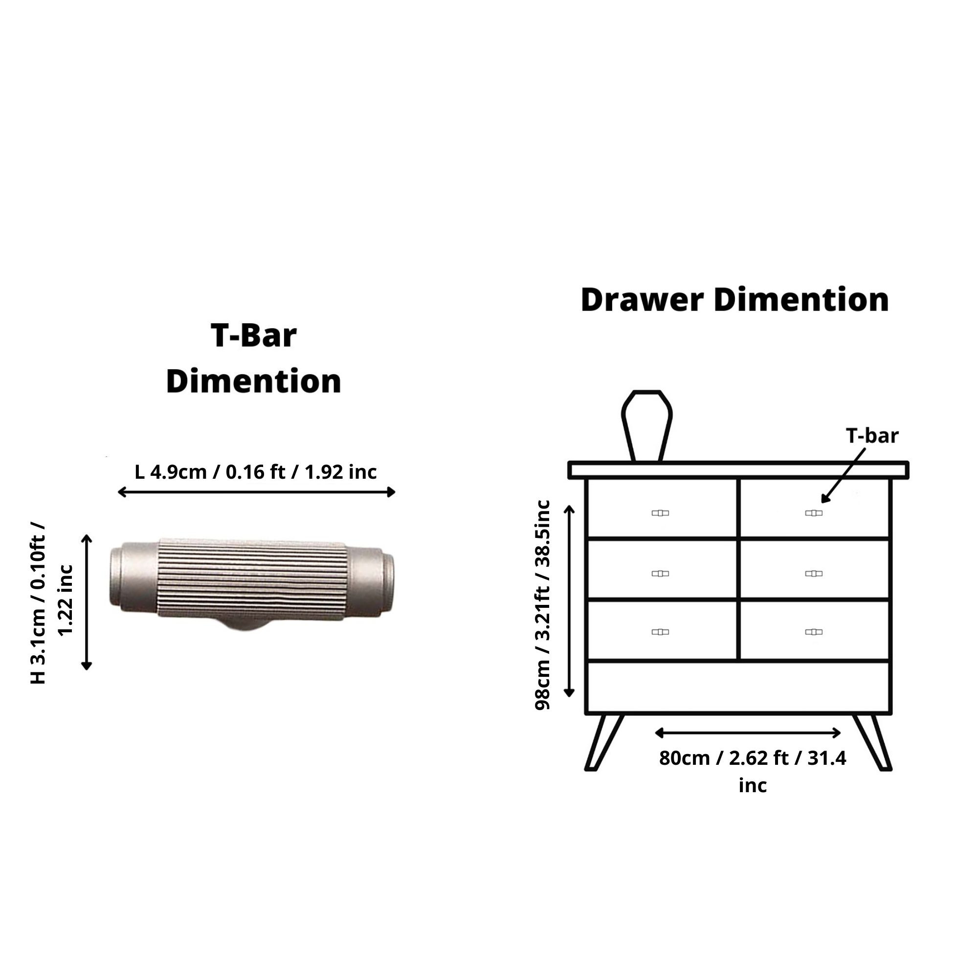 Sleek T-Bar Handle