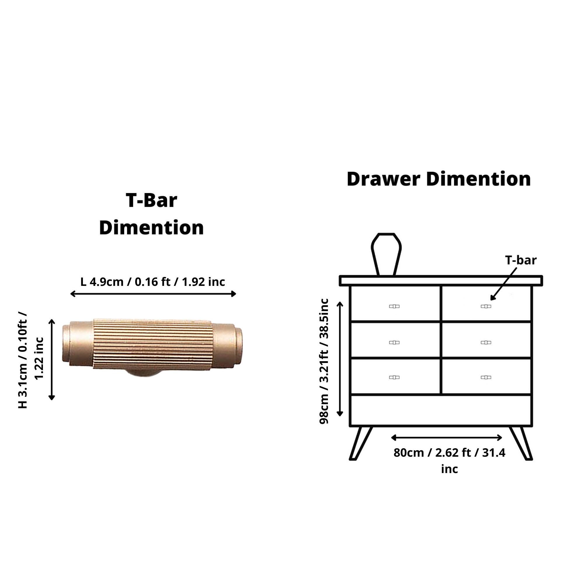 Sleek T-Bar Handle