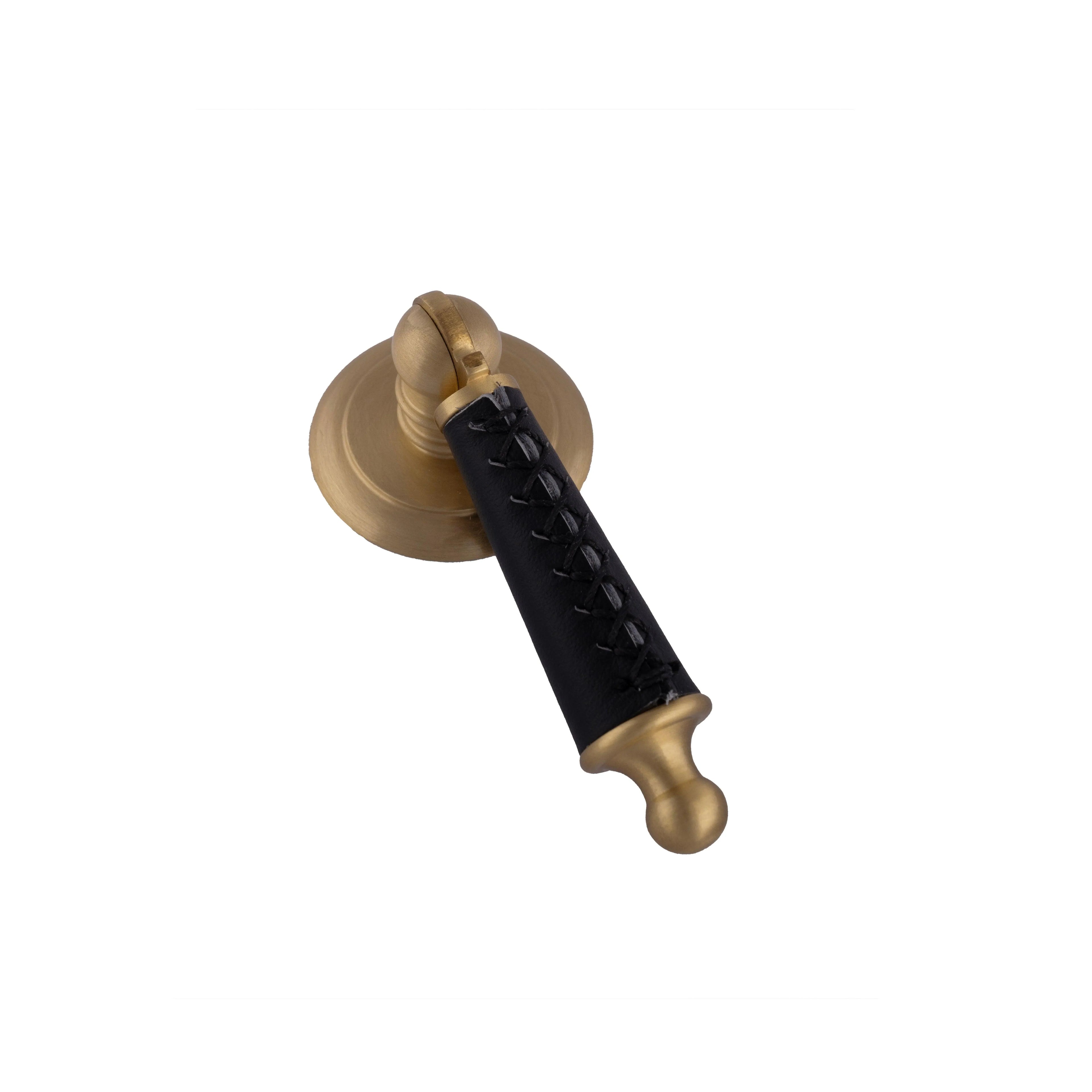 Austere Drop Knob /Door knob  / Brass/ Leather  /  M A N T A R A