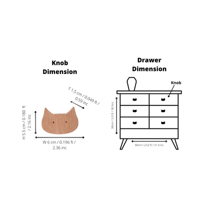 Cat Wooden Knob - M A N T A R A