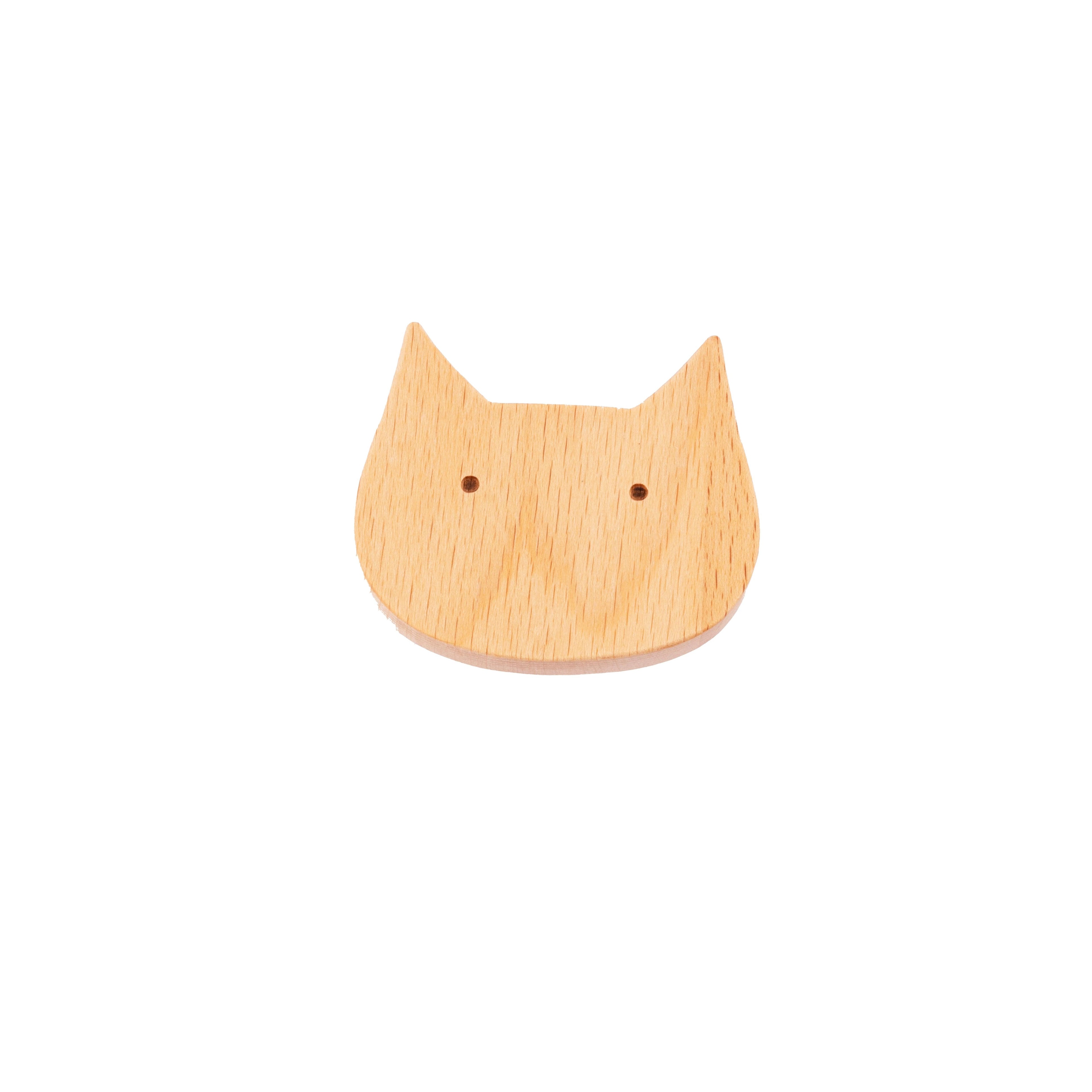 Cat Wooden Knob/ Knob collection/ Cabinet / Drawer pulls / Beige / Wood - M A N T A R A