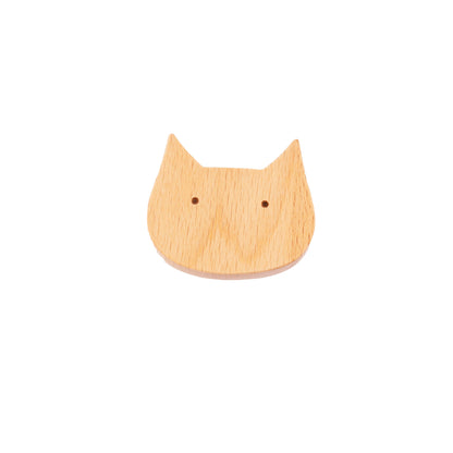 Cat Wooden Knob/ Knob collection/ Cabinet / Drawer pulls / Beige / Wood - M A N T A R A