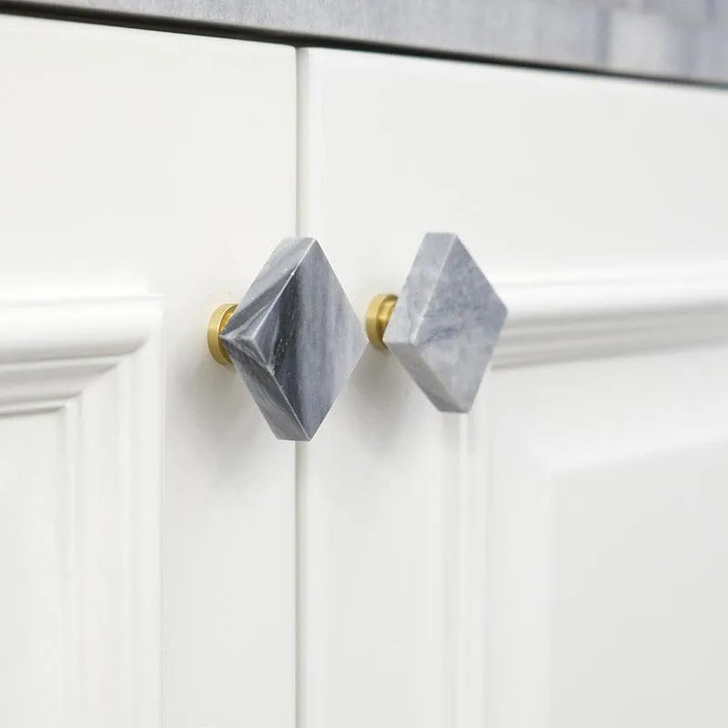 Diamonds Knob Knob 40mm / Grey / Marble - M A N T A R A