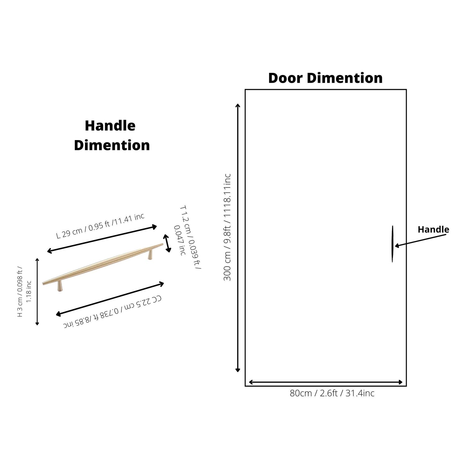 Gilded T Bar Handle Handles 50mm / Gold / Brass - M A N T A R A