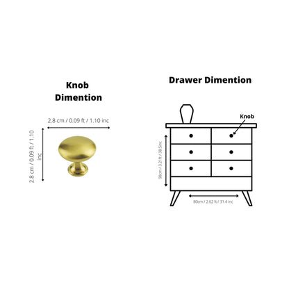 Gold Button Knob Knob 28mm / Gold / Zinc Alloy - M A N T A R A