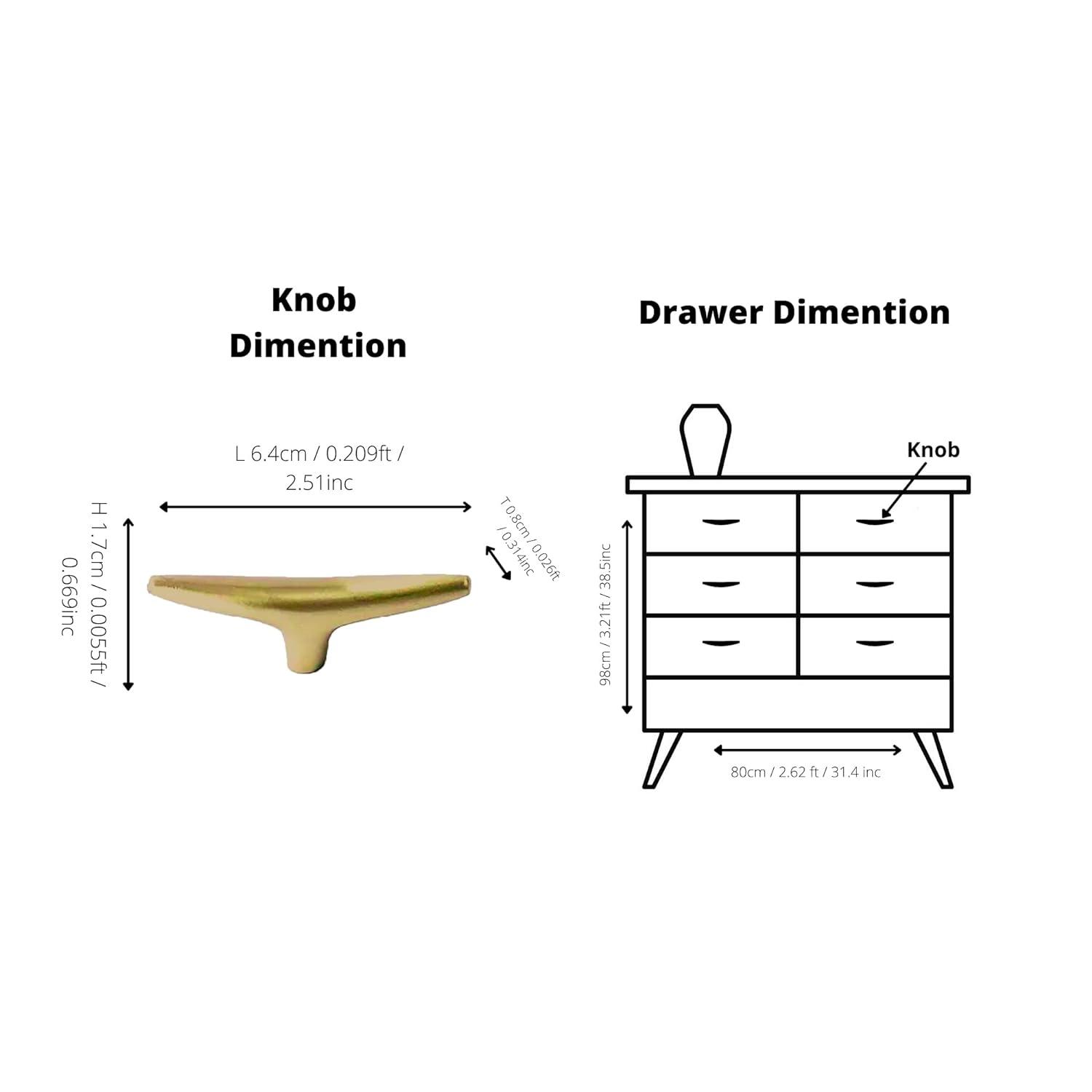 Palladian T Bar Handle Handles 64mm / Gold / Brass - M A N T A R A