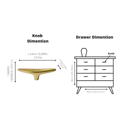 Palladian T Bar Handle Handles 64mm / Gold / Brass - M A N T A R A