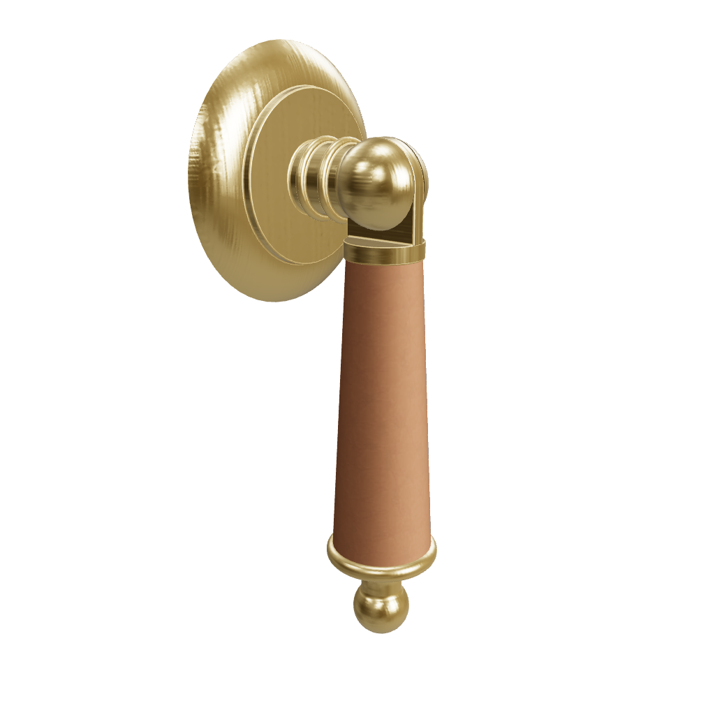 Austere Drop Knob /Door knob  / Brass/ Leather  /  M A N T A R A